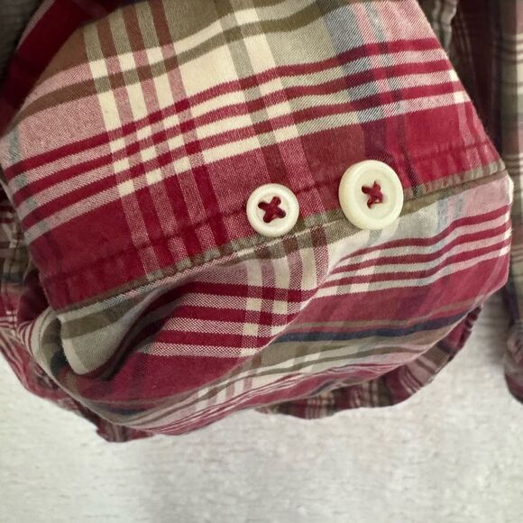 Y2K vintage Abercrombie and Fitch muscle button down plaid red medium cotton - Picture 5 of 8